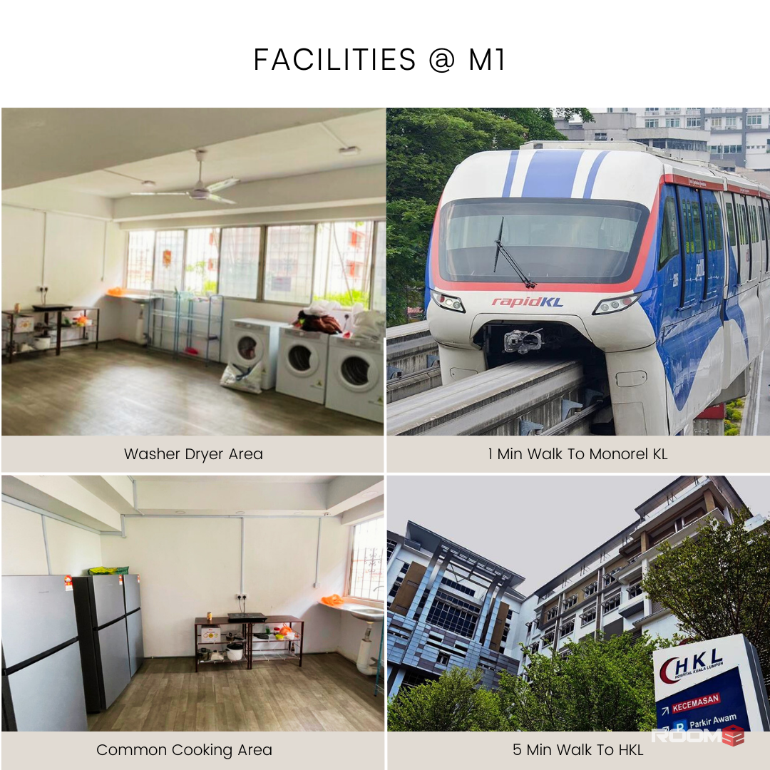 Near Monorel KL 🚄 Single Zero Deposit Room Near Cheap Food Street 🍕🫓🥪🥙