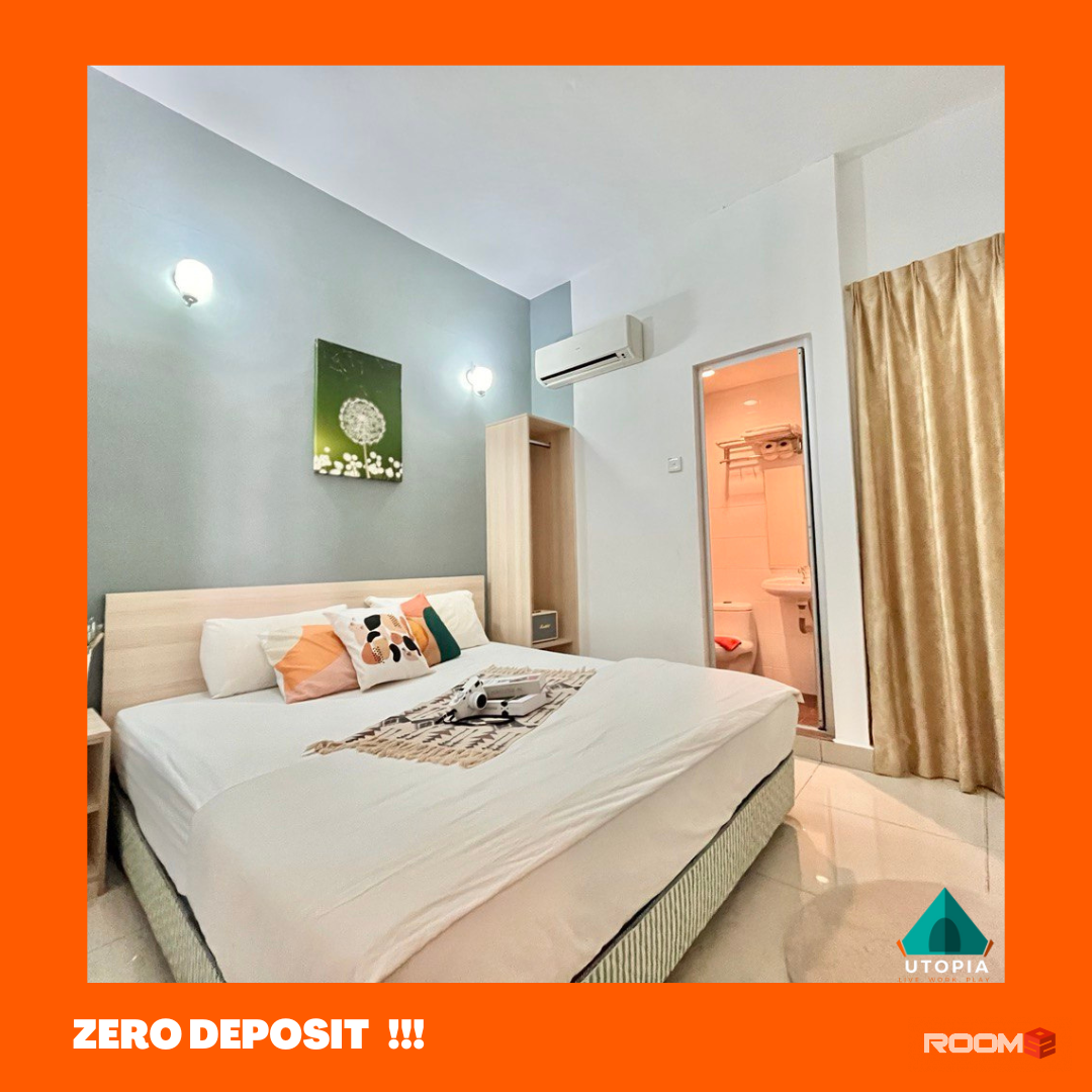 💆🏽‍♀️ Rent ZERO DEPOSIT Room ! Limited Room With King Bed🥳 Walking Distance To Atria Mall !